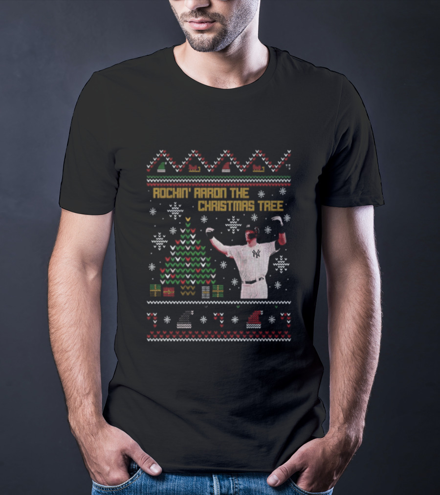 Rockin Around The Christmas Tree Aaron Judge Ugly Christmas T-Shirt