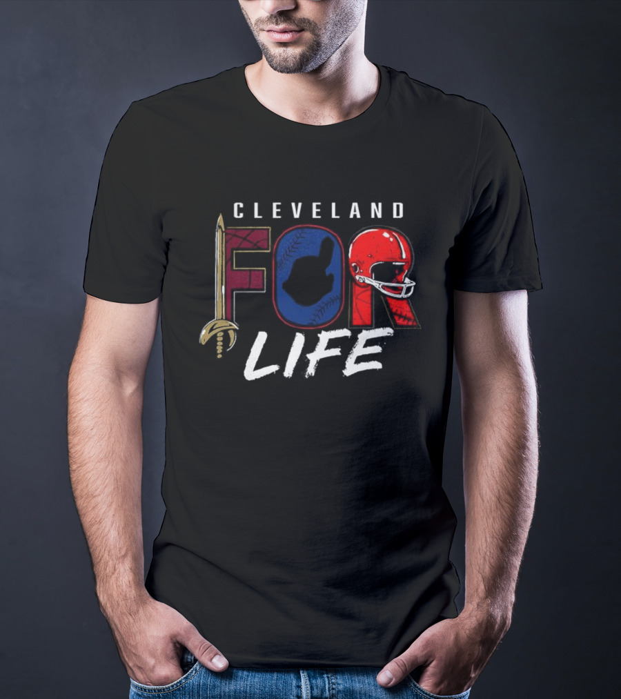 Cleveland Fan Pride Forever Football Baseball Iconic Symbols T-Shirt