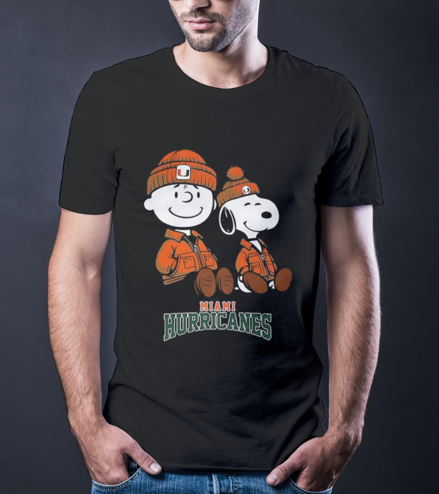 Charlie Brown Snoopy Miami Hurricanes Fan Gear T-Shirt
