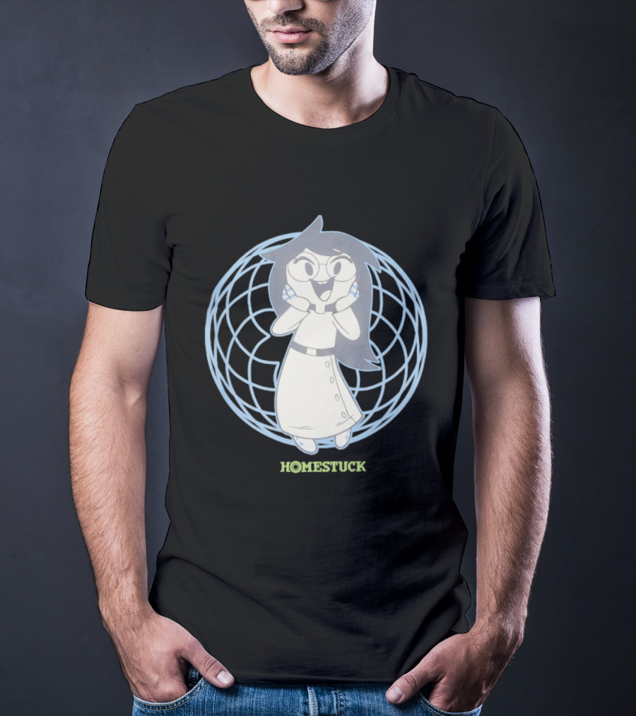 Homestuck Jade Harley With Glasses Inside Blue Grid Circle T-Shirt