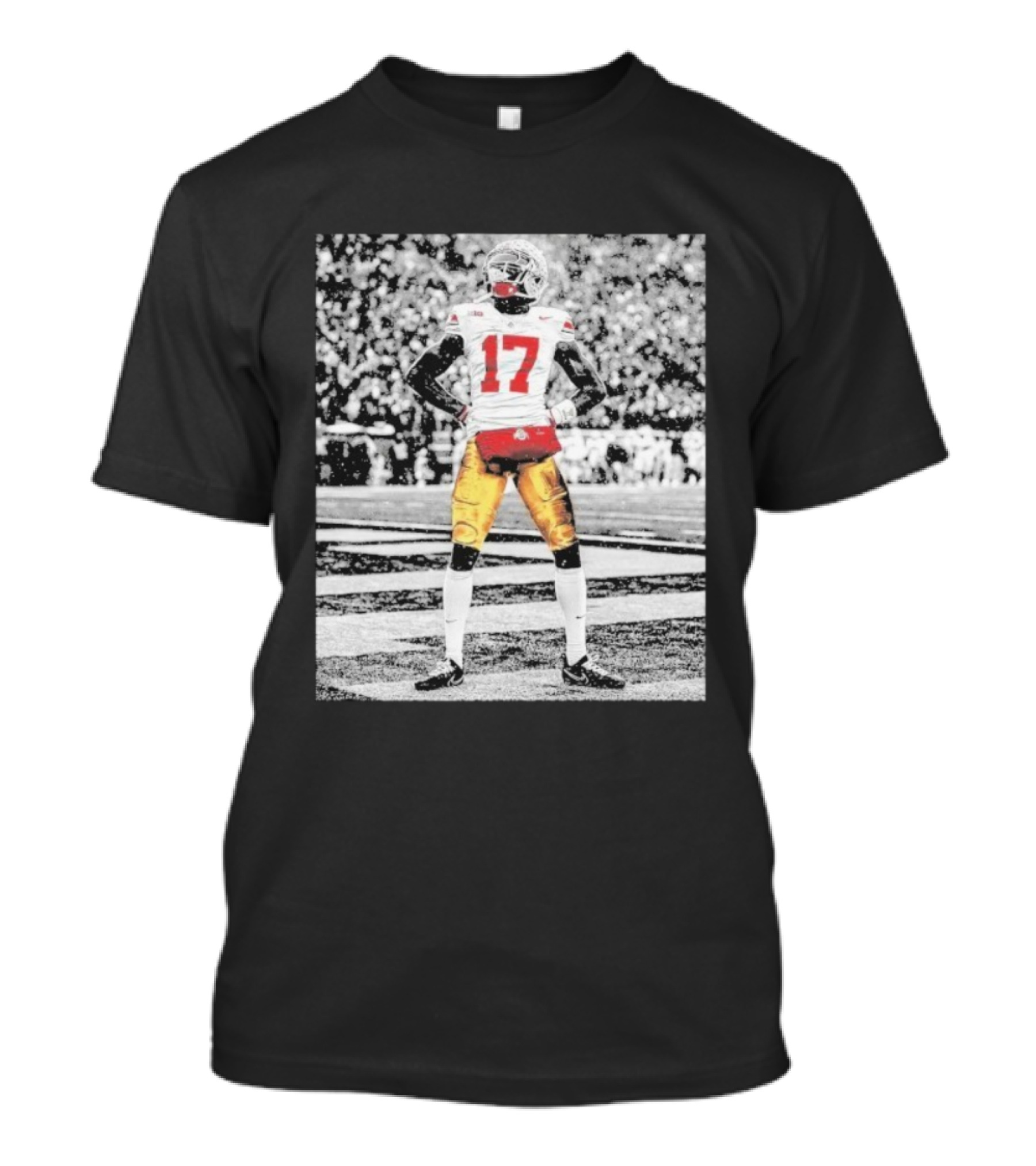 Ohio State Buckeyes Carnell Tate Number 17 Football Action T-Shirt