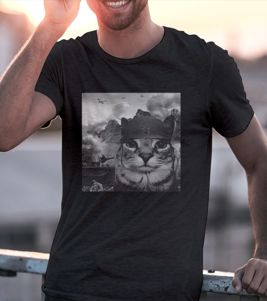War Cat Kitten Soldier Military Battlefield Meme T-Shirt