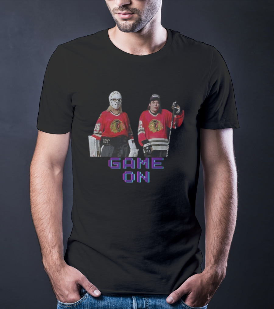 Wayne's World Game On 90s Movie Street Hockey Chicago Blackhawks T-Shirt
