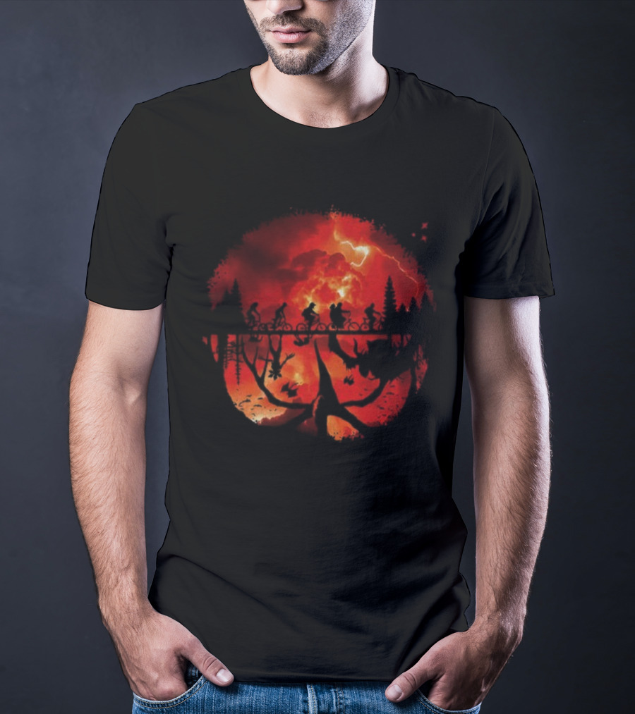 Welcome To The Upside Down 80s Horror TV Show Sunset Scene T-Shirt