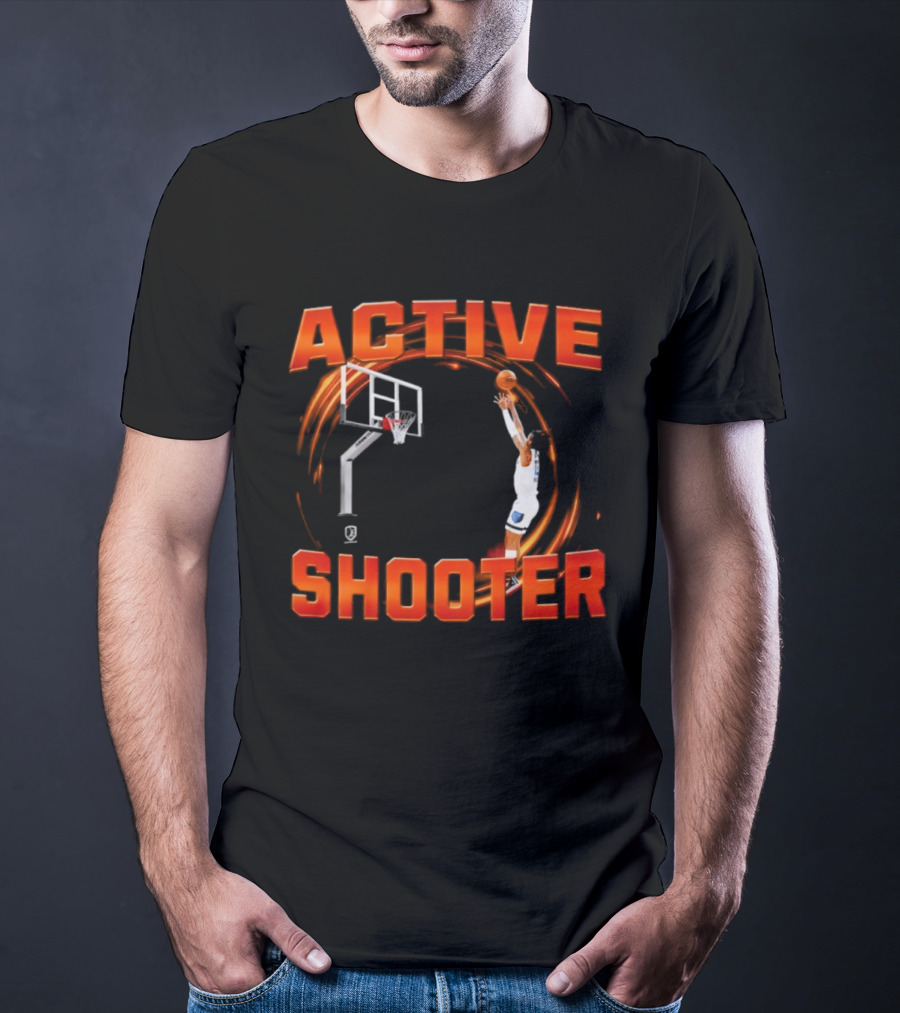 Active Shooter Basketball Dunk Motion Red Swirl T-Shirt
