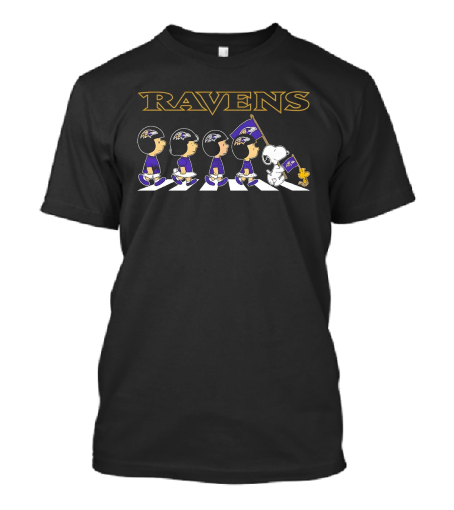 Ravens Peanuts Snoopy Abbey Road Football Crossover T-Shirt