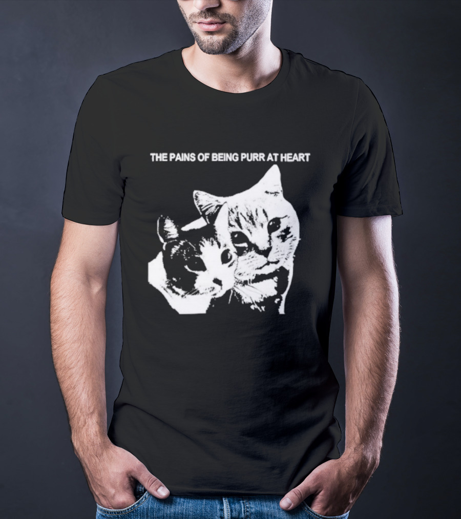 Cat The Pains Of Being Purr At Heart Dual Cat Faces T-Shirt