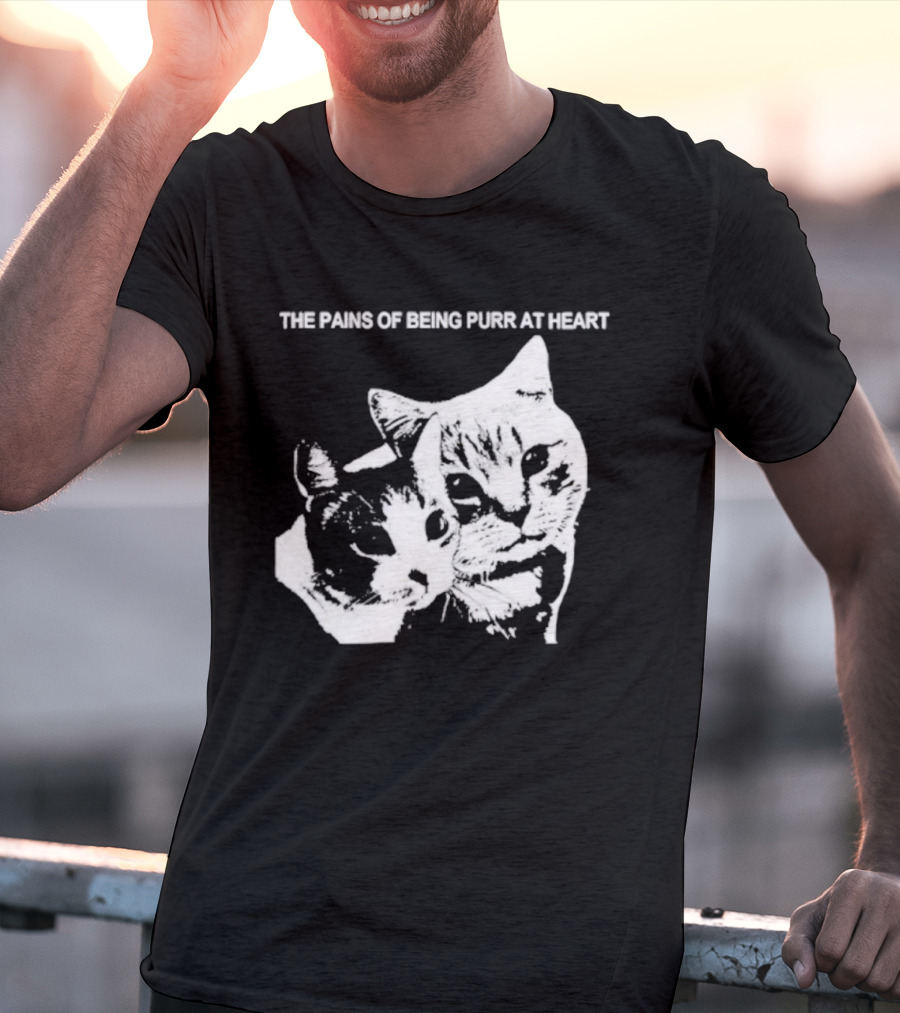 Cat The Pains Of Being Purr At Heart Dual Cat Faces T-Shirt