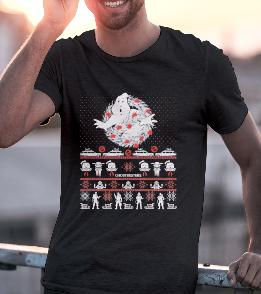 Ghostbusters Tis The Season For Bustin Ugly Christmas Sweater Style T-Shirt