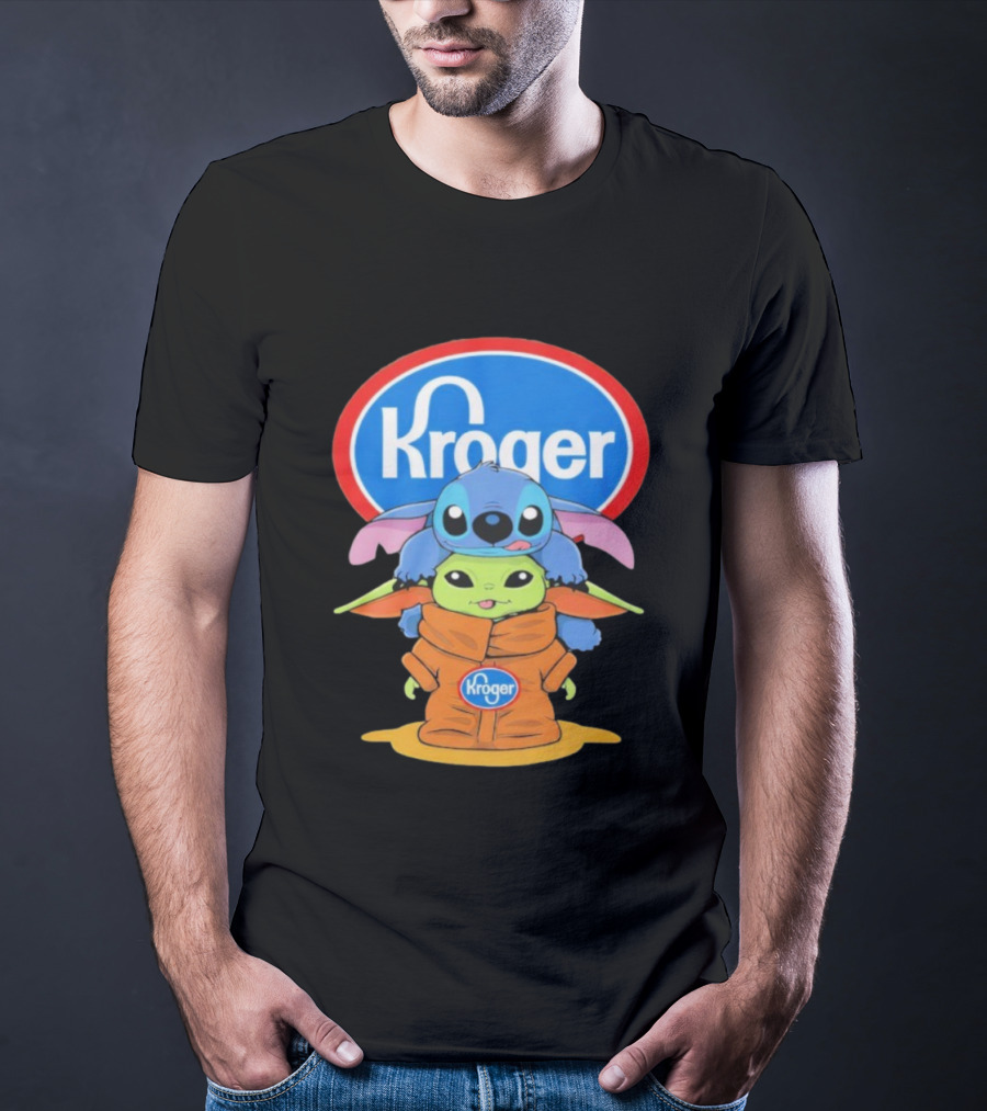 Kroger Baby Stitch And Baby Yoda Fun Illustration T-Shirt