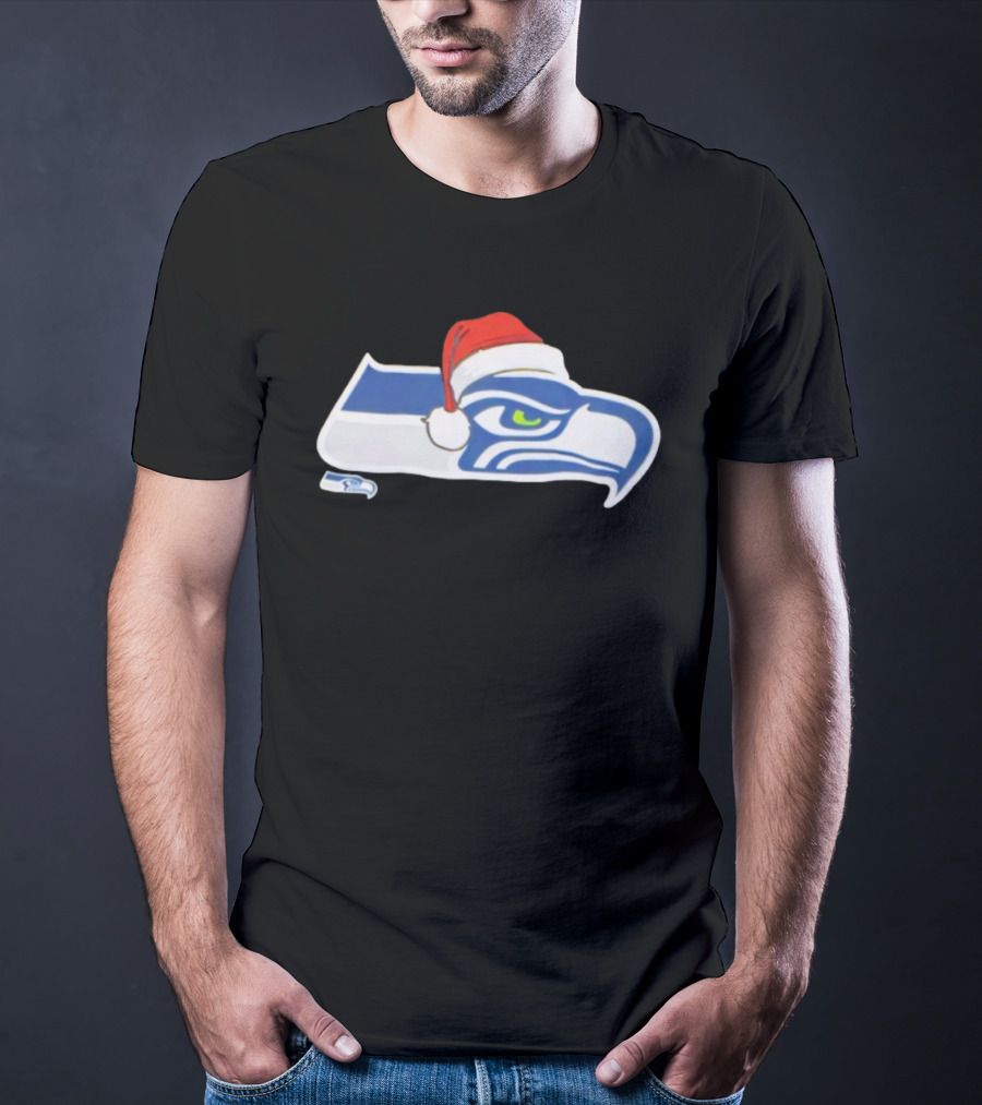 Seattle Seahawks Santa Hat Christmas Team Spirit T-Shirt