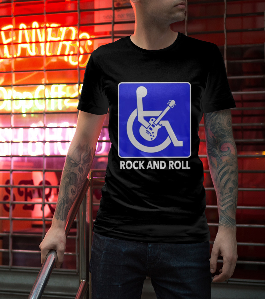 Rock And Roll Wheelchair Guitar Icon T-Shirt