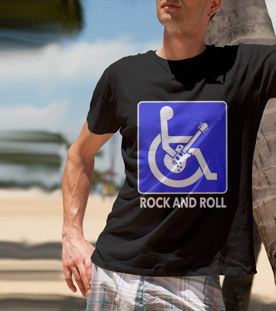 Rock And Roll Wheelchair Guitar Icon T-Shirt