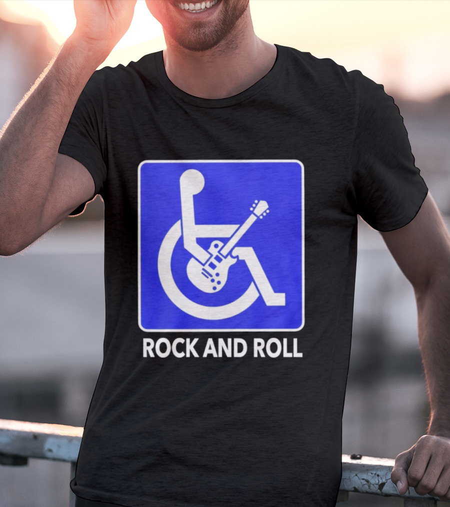 Rock And Roll Wheelchair Guitar Icon T-Shirt