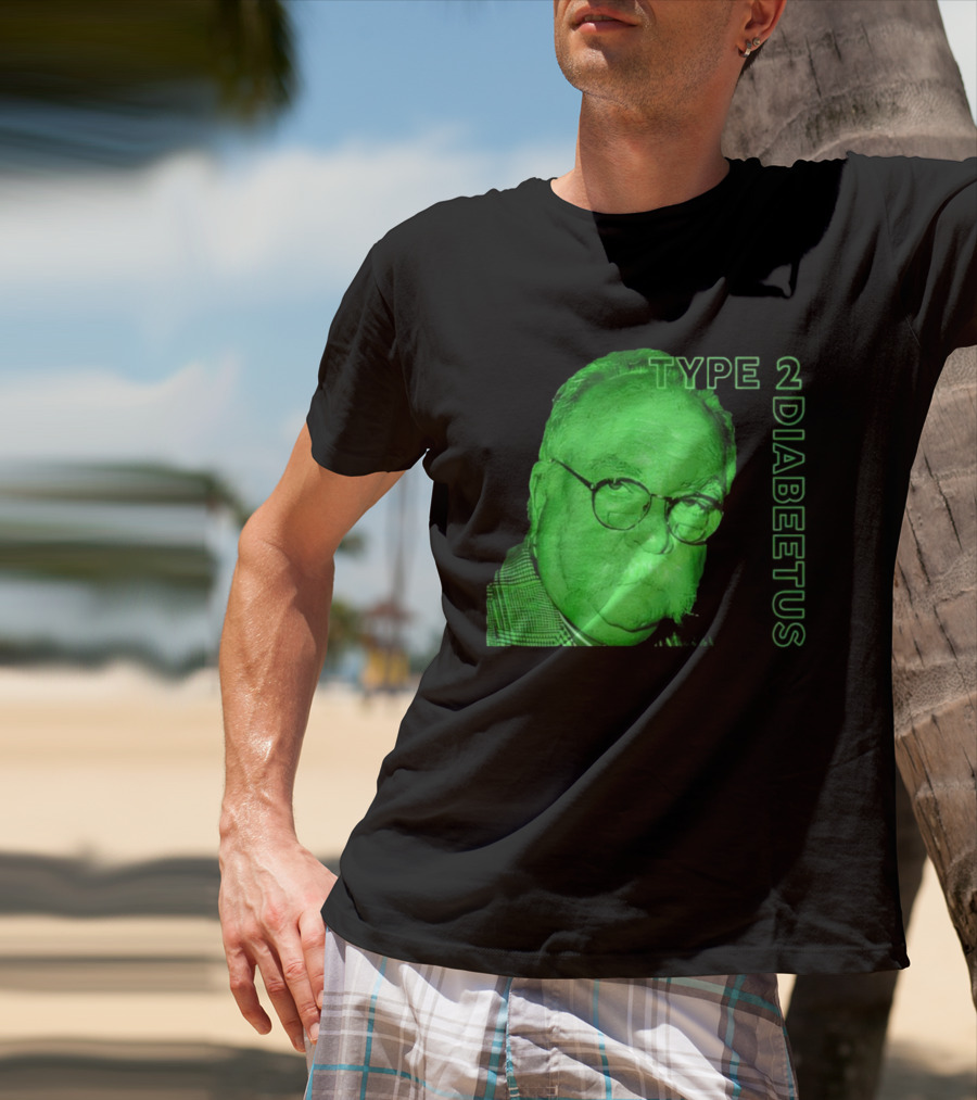 Type 2 Diabetes Wilford Brimley Green Portrait T-Shirt
