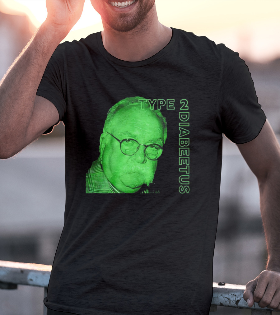 Type 2 Diabetes Wilford Brimley Green Portrait T-Shirt