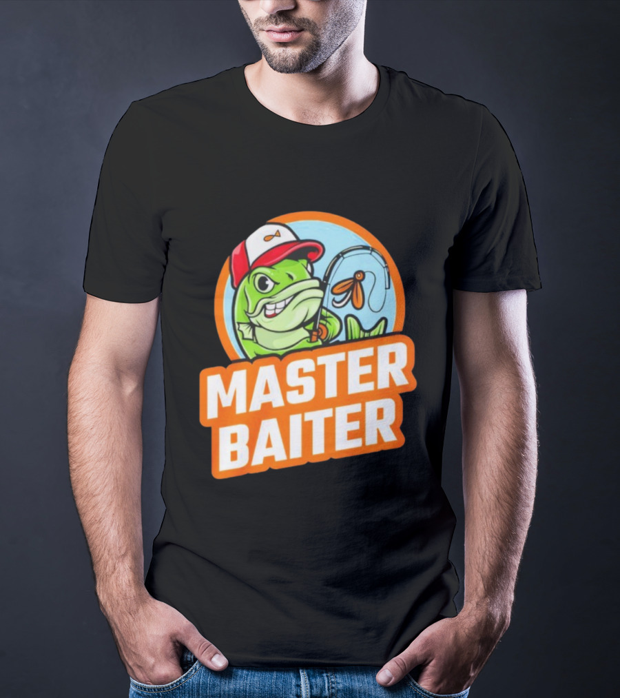 Master Baiter Fish Cartoon Fishing Humor T-Shirt