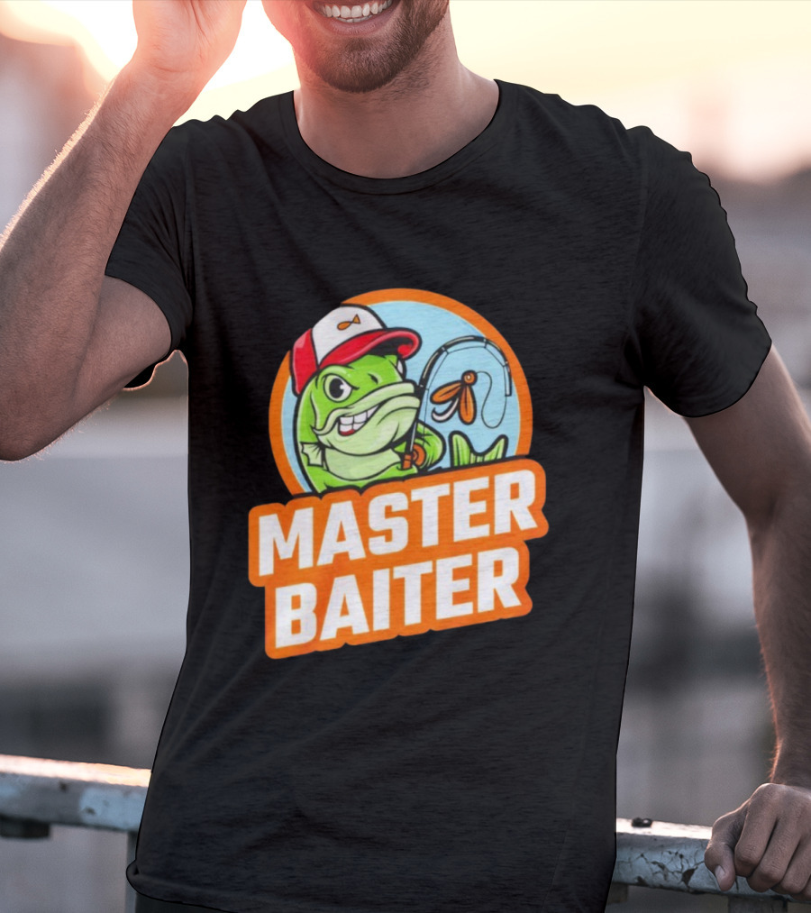 Master Baiter Fish Cartoon Fishing Humor T-Shirt
