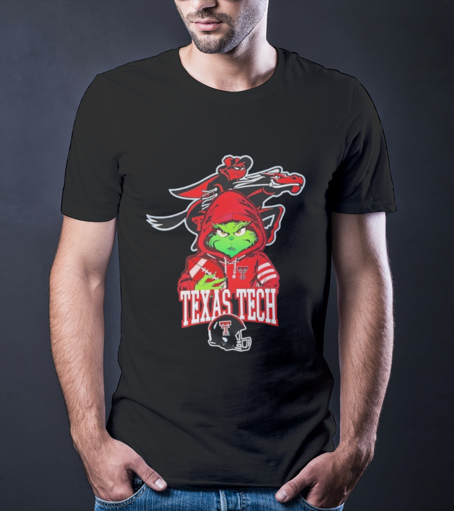 Texas Tech Grinch Football Raider Mascot NCAA T-Shirt