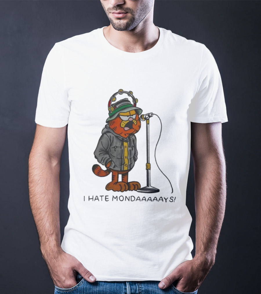 Garf Cat I Hate Mondaaaaays And Bucket Hat Microphone T-Shirt