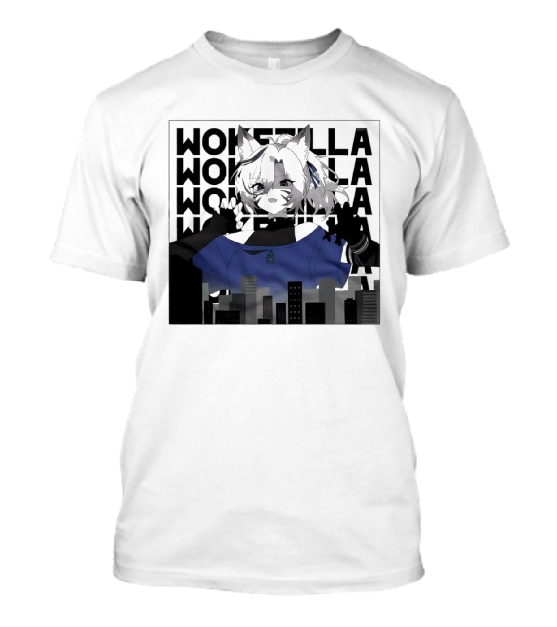 Nyara VTuber Wokezilla Towering City Skyline T-Shirt