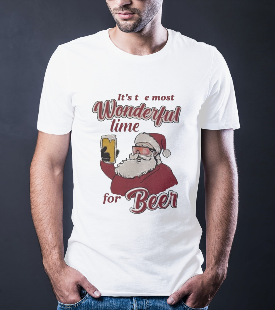 It's The Most Wonderful Time For Beer Christmas Santa T-Shirt