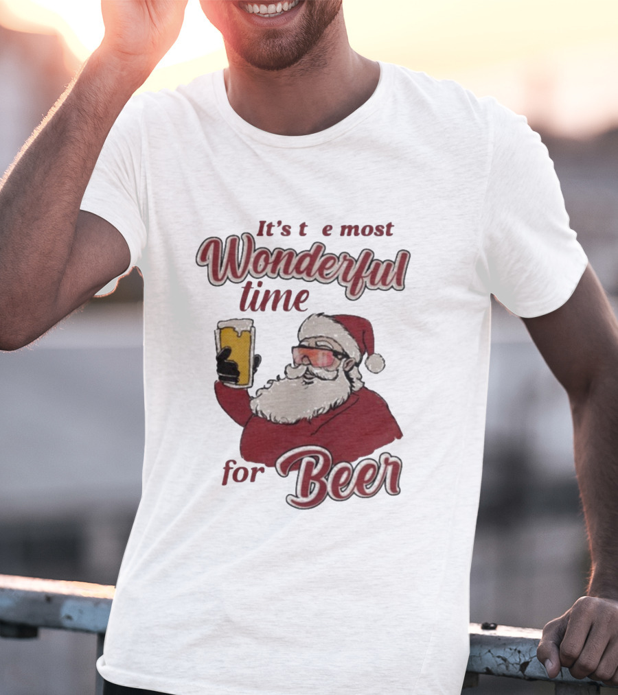 It's The Most Wonderful Time For Beer Christmas Santa T-Shirt