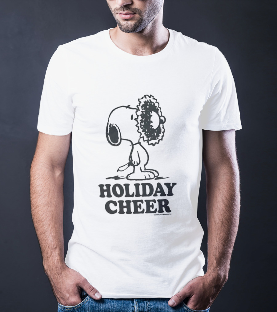 Snoopy Christmas Wreath HOLIDAY CHEER Peanuts Holiday T-Shirt