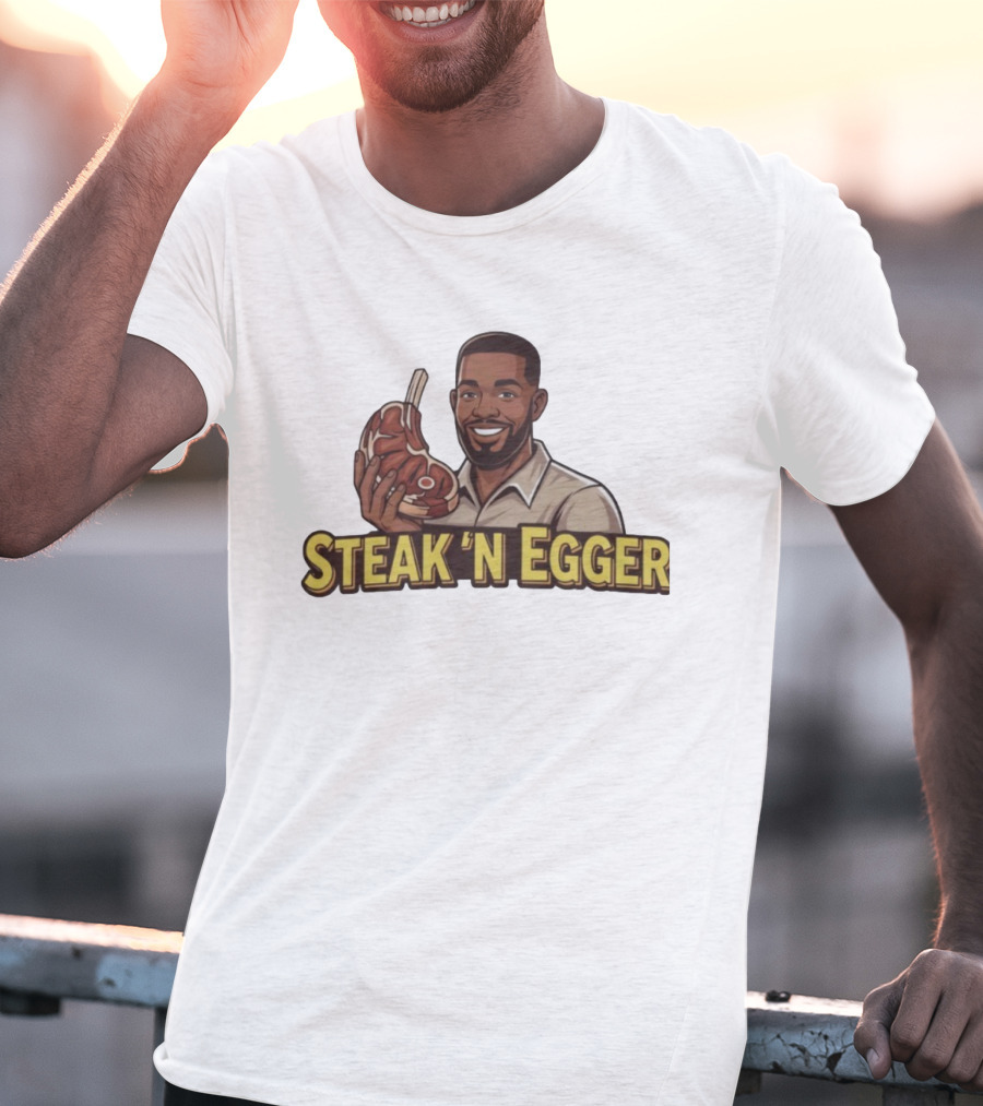 Steak 'N Egger Man Holding Steak T-Shirt