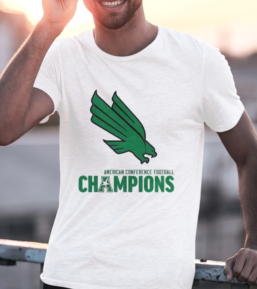 UNT Football 2025 American Conference Champions Green Eagle Celebration T-Shirt