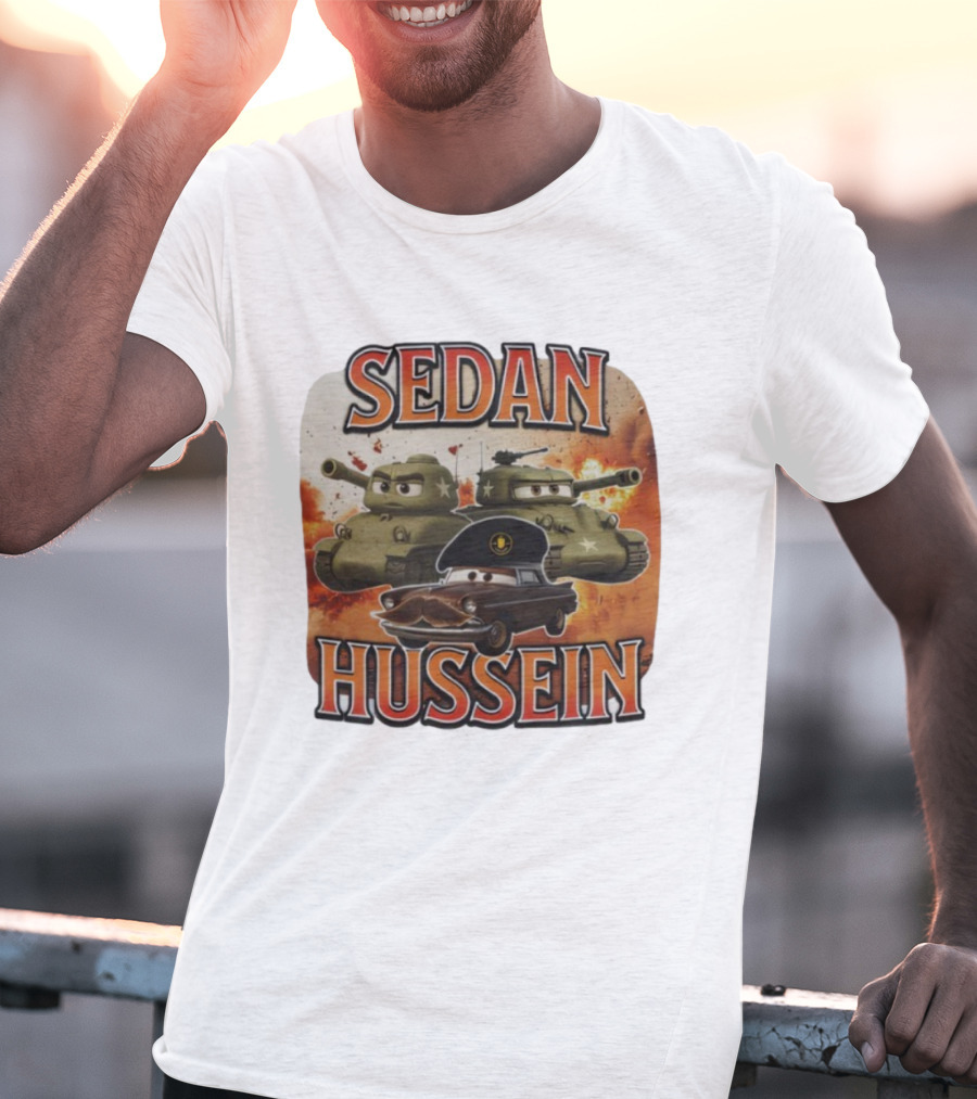 SEDAN HUSSEIN Tanks Explosive Cartoon Style T-Shirt