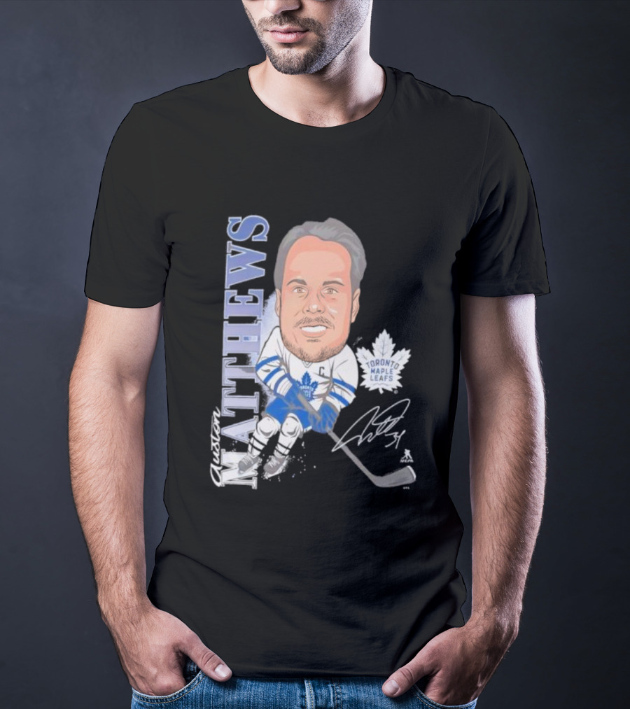 Auston Matthews Toronto Maple Leafs Signature Art Caricature T-Shirt