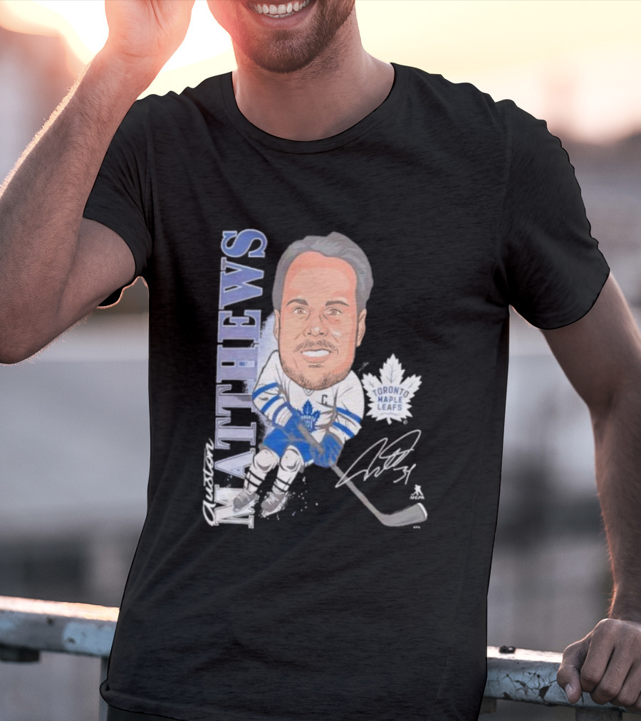 Auston Matthews Toronto Maple Leafs Signature Art Caricature T-Shirt