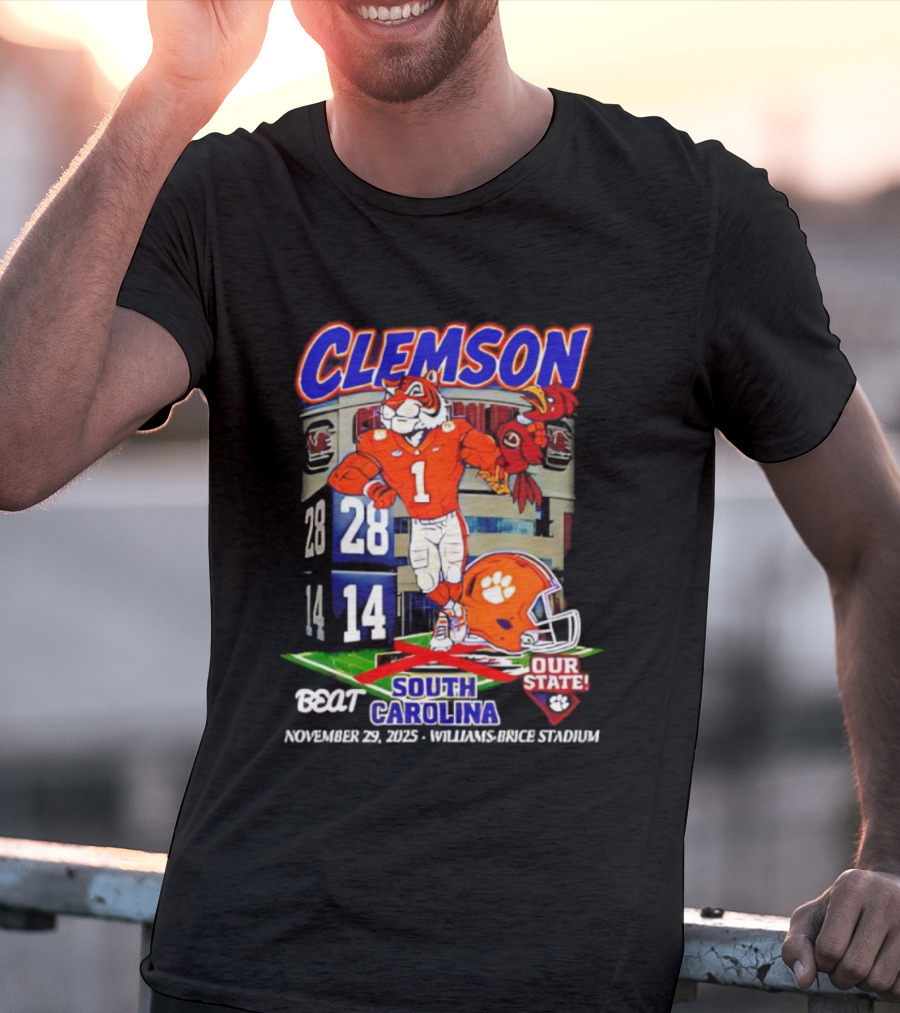 Clemson Tigers 28-14 South Carolina November 29 2025 Williams Brice Stadium Our State T-Shirt