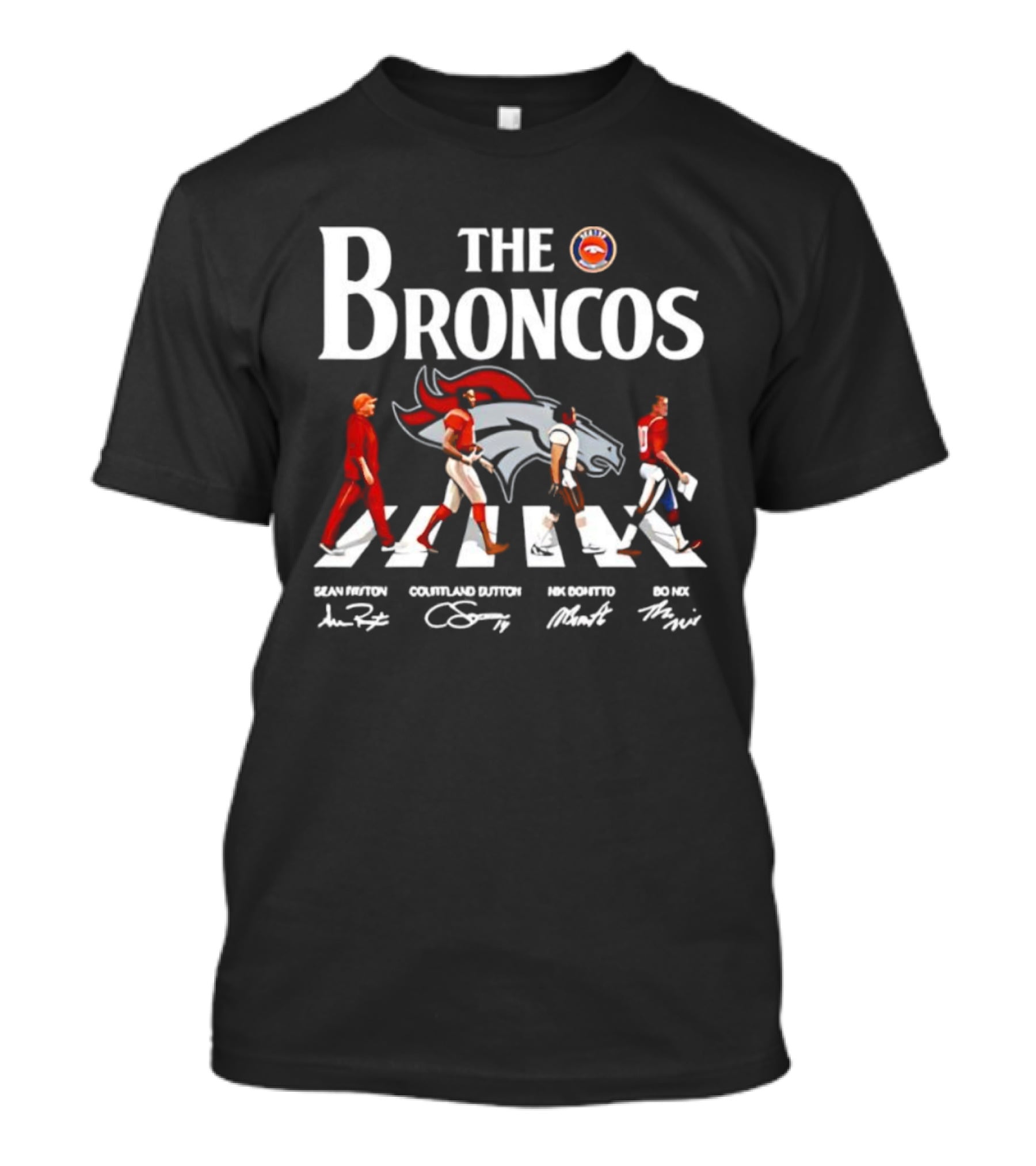 The Broncos Abbey Road Walk Players Autographs T-Shirt