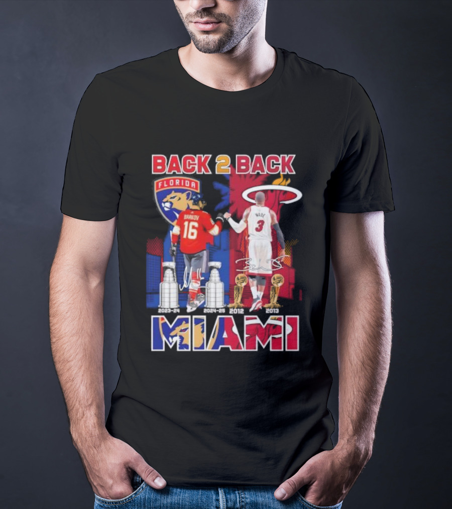 Back 2 Back Florida Panthers Miami Heat Miami Signatures T-Shirt