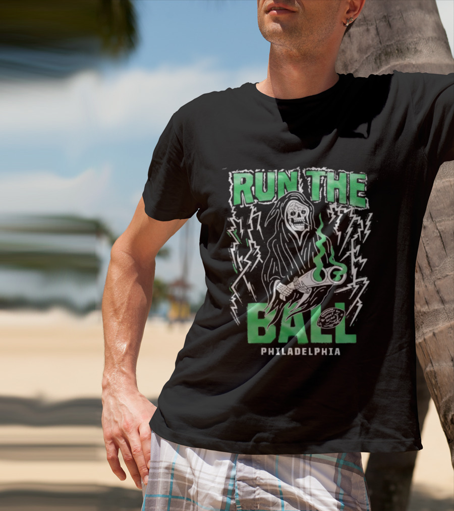 Philadelphia Grim Reaper Run The Ball Football Halloween T-Shirt