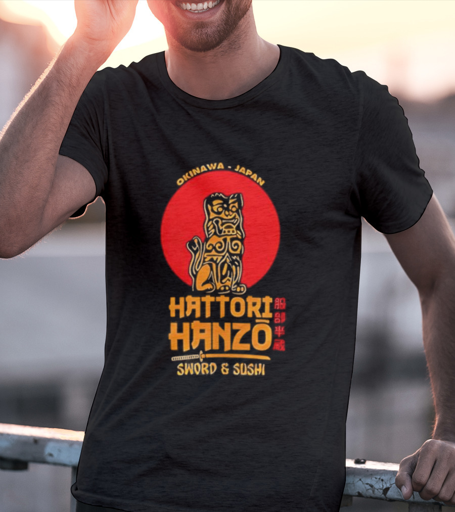 Hattori Hanzo Okinawa Japan Sword & Sushi Foo Dog T-Shirt