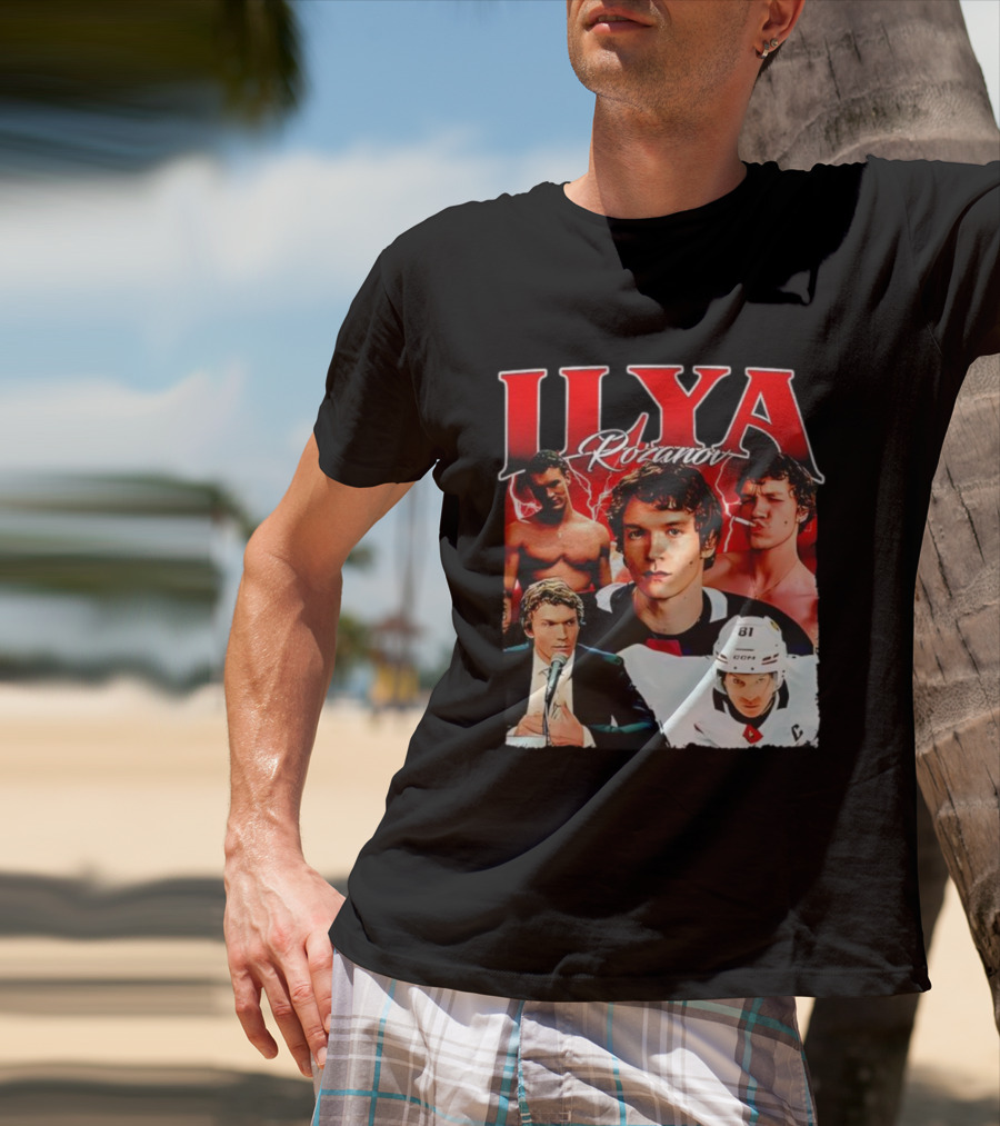 Ilya Rozanov Hockey Collage Retro Style T-Shirt