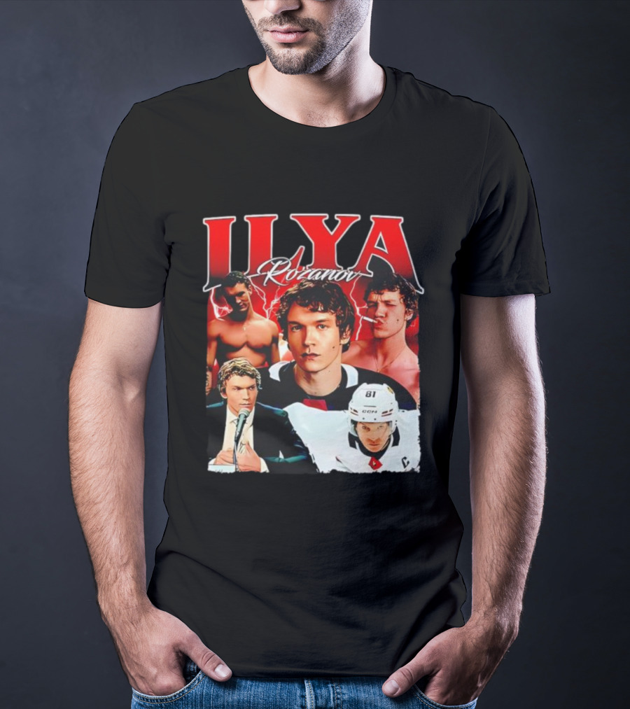 Ilya Rozanov Hockey Collage Retro Style T-Shirt