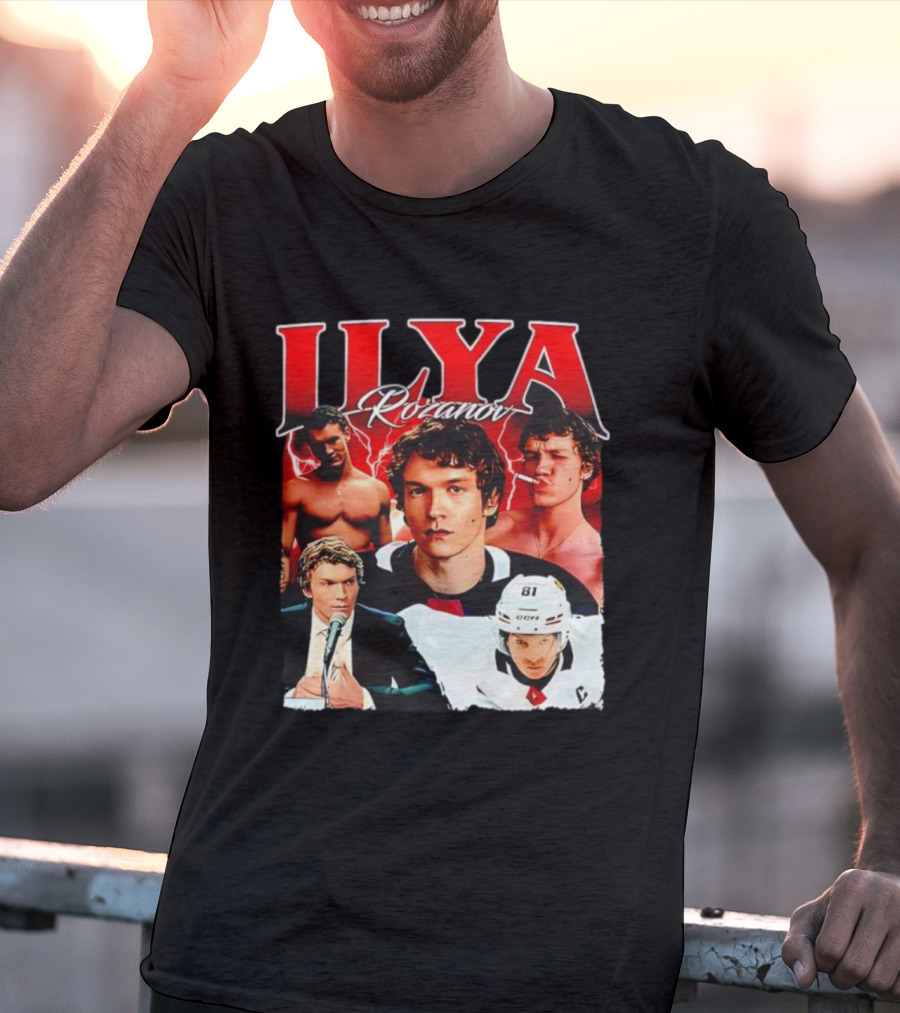 Ilya Rozanov Hockey Collage Retro Style T-Shirt