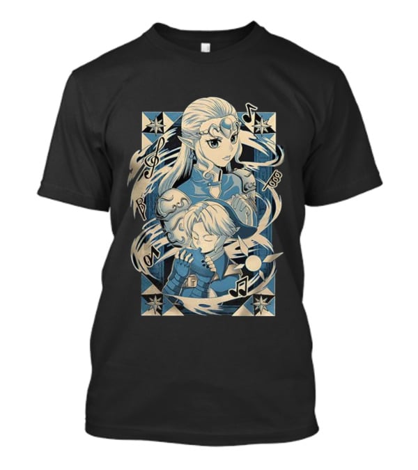 Link Zelda Ocarina Of Time Musical Art Nouveau Style T-Shirt