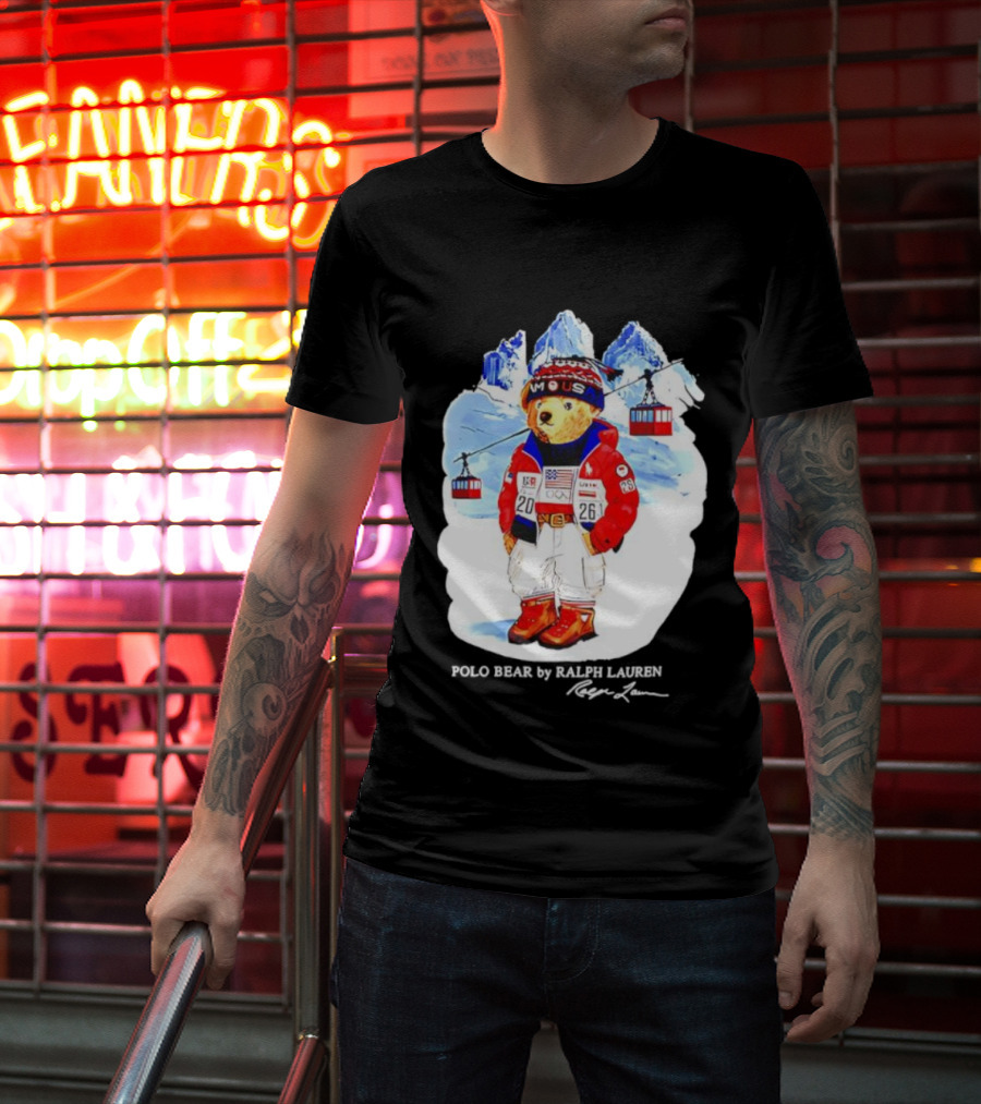 Polo Bear Ralph Lauren Team USA Olympics Winter Ski Mountain Adventure T-Shirt