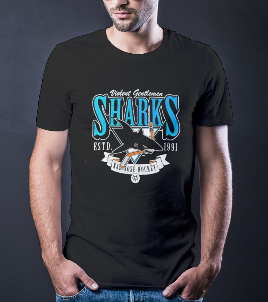 San Jose Sharks Violent Gentlemen ESTD 1991 Distressed T-Shirt