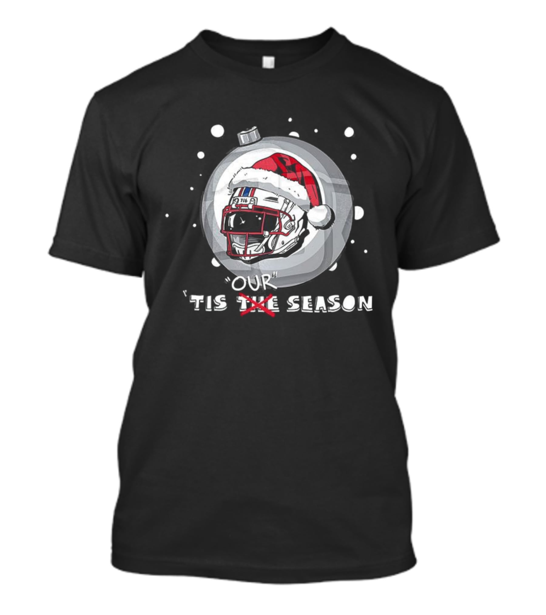 Tis Our Season Buffalo Bills Christmas Helmet Ornament Santa Hat T-Shirt