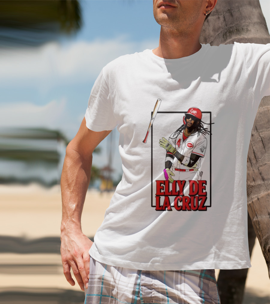 Elly De La Cruz Cincinnati Reds Baseball Player Bat Flip T-Shirt