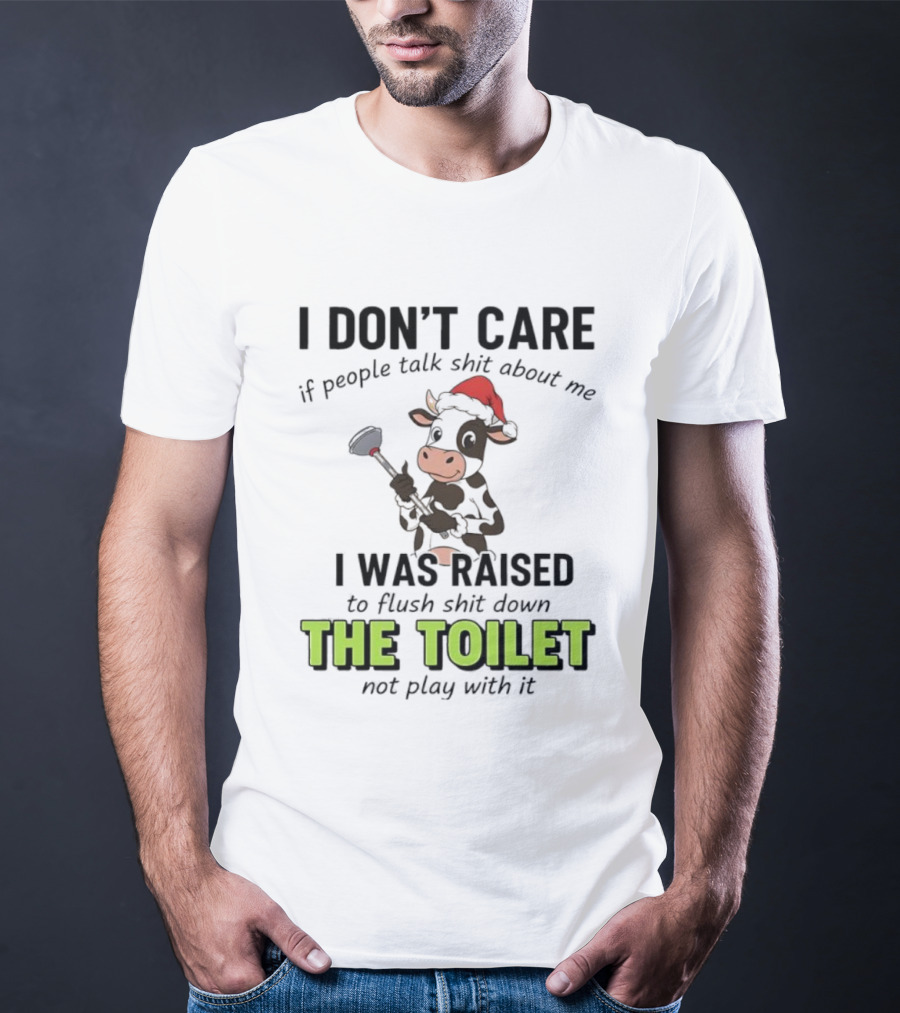 Santa Cow Flush Shit Down The Toilet Humor T-Shirt