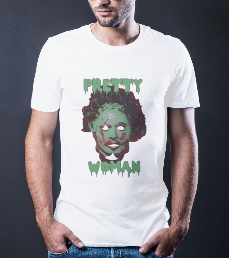 Pretty Woman Texas Chainsaw Massacre Horror Mask T-Shirt