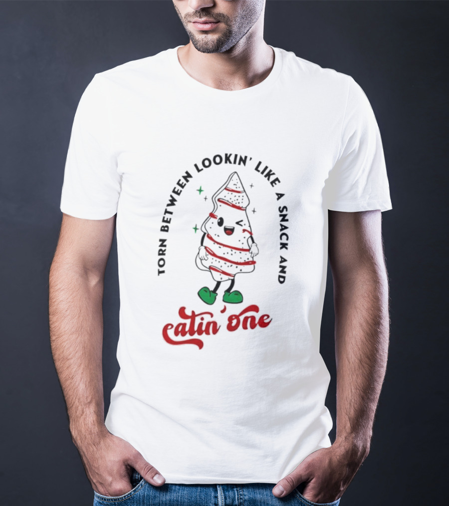 Torn Between Lookin’ Like A Snack And Eatin’ One Christmas Tree Green Shoes Red Stripes T-Shirt