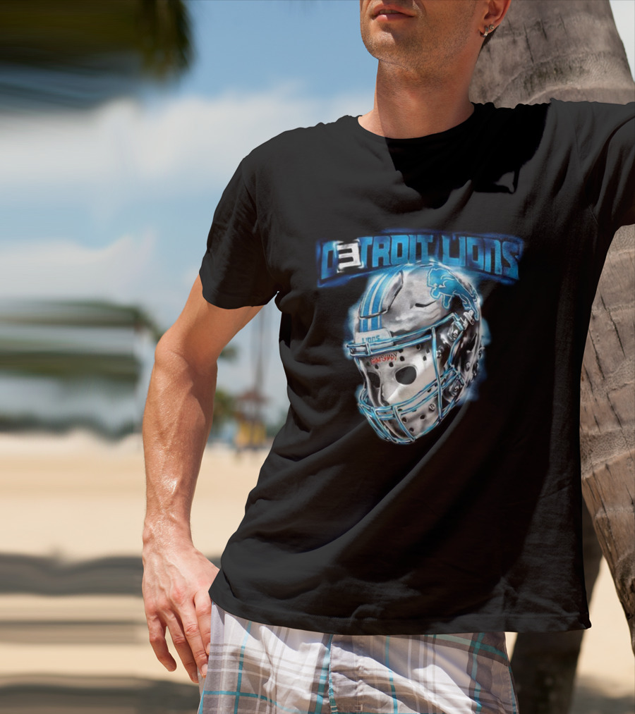 Detroit Lions NFL Detroit Lions Helmet Jason Voorhees Mask T-Shirt